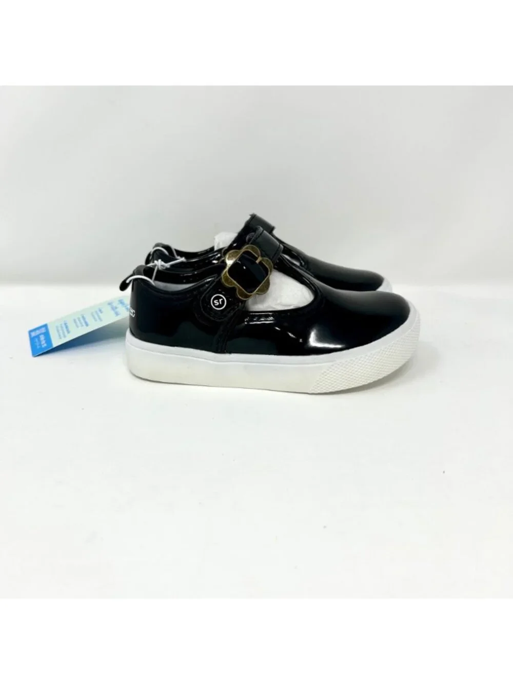 Stride Rite 360 Gia Black Patent Leather Mary Jane Flats Girls 7M Floral Buckle